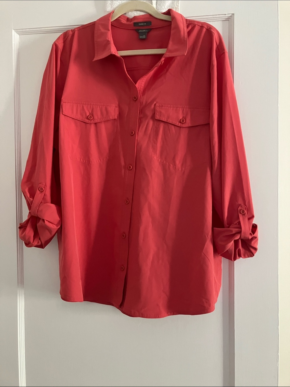 Eddie Bauer Coral-Red Button Down Shirt